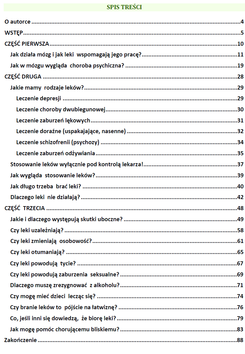 spis tresci ebook Leki psychotropowe